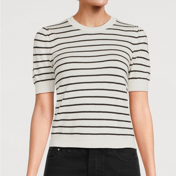 FRAME The Gathered Sweater- in black and white - Picture 2 of 3